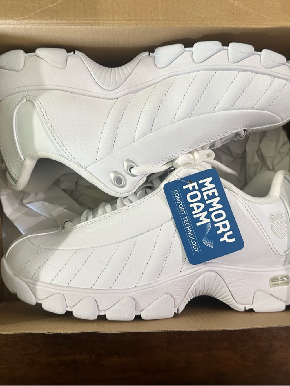 K-Swiss White Athletic Memory Foam Sneakers
